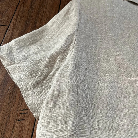 Harve Bernard 100% Linen Short Sleeve Blazer 16 Lagenlook Neutral Beige Longline - Picture 9 of 10